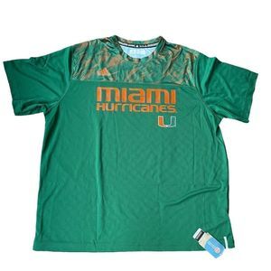 Adidas shirt , men’s Miami Hurricanes green Climalite, 2XL , new